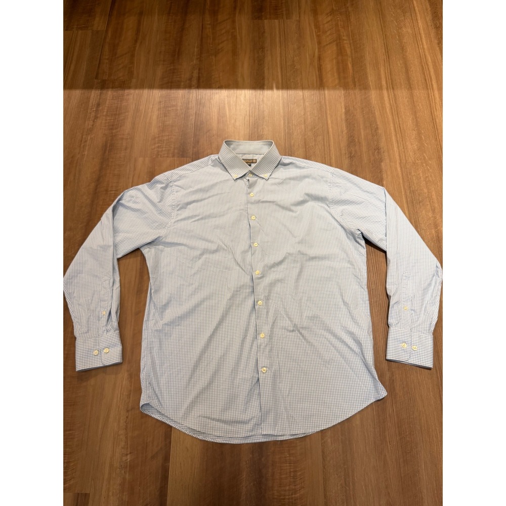 Peter Millar Button Down Mens XL Blue Gingham Summer Comfort MF16EW07